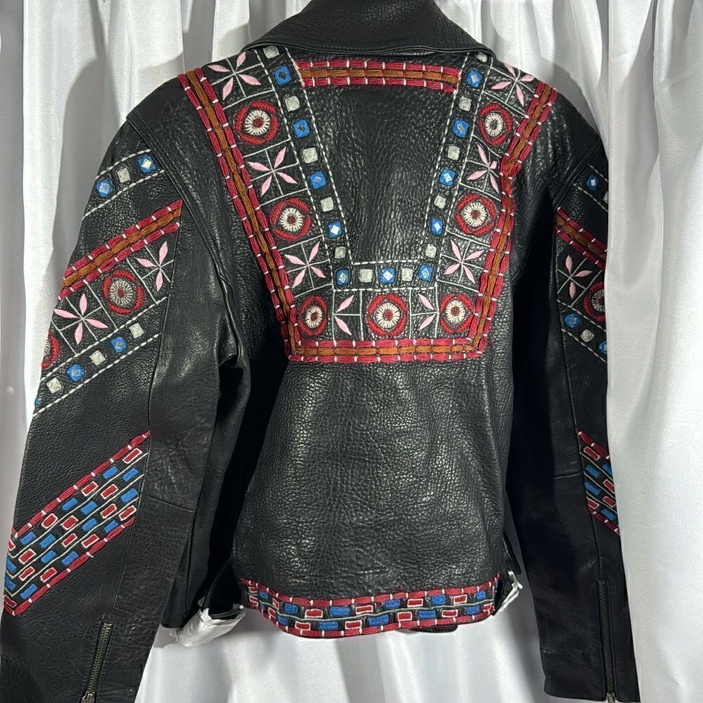 FREE PEOPLE MARI MOTO LEATHER JACKET NEW MEDIUM - Picture 15 of 16